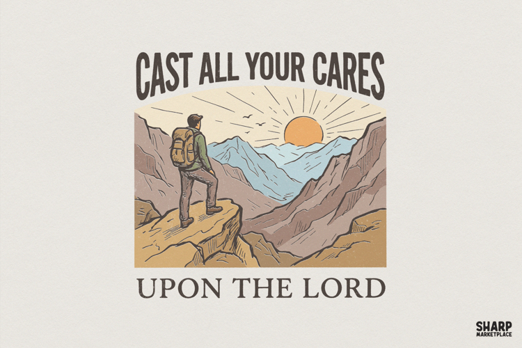 Cast All Your Cares Upon The Lord PNG, Christian Hiking