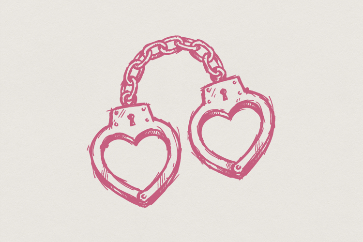 Heart Handcuffs PNG, Valentine Love Clipart, Couple Art