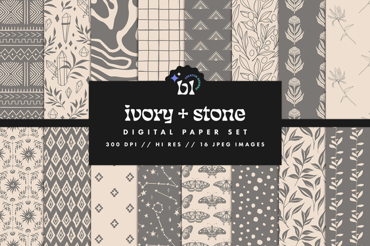 16 Ivory & Stone Seamless Patterns