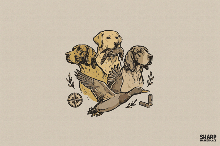 Duck Hunting Dogs PNG, Western PNG, Shirt PNG Vintage Bird