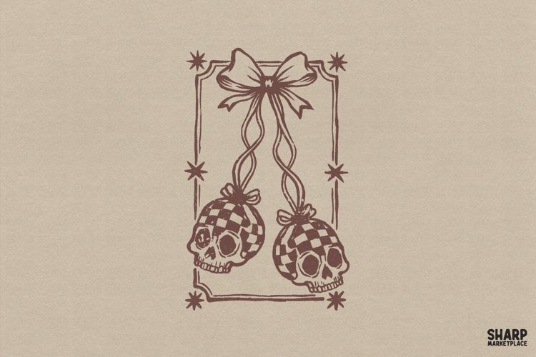 Ribbon Skull Ornament Illustration With Halloween PNG