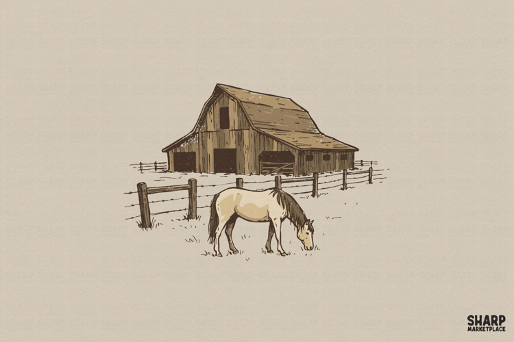 Western Horse Barn PNG, Shirt PNG, Sublimation PNG Rustic