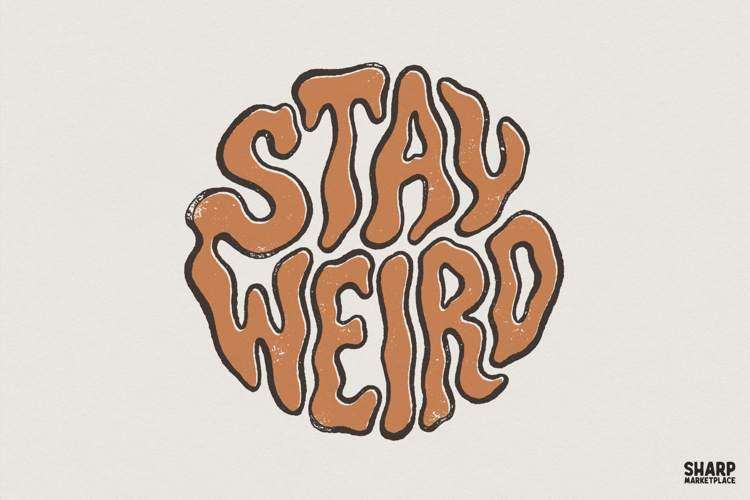 Stay Weird PNG, Retro Groovy T-Shirt Design, Wavy Weird