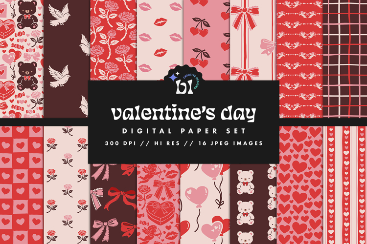 16 Valentines Day Seamless Patterns