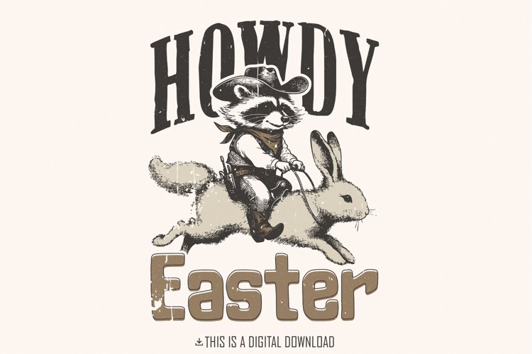 Howdy Easter PNG, Western Easter Raccoon png, Funny Easter