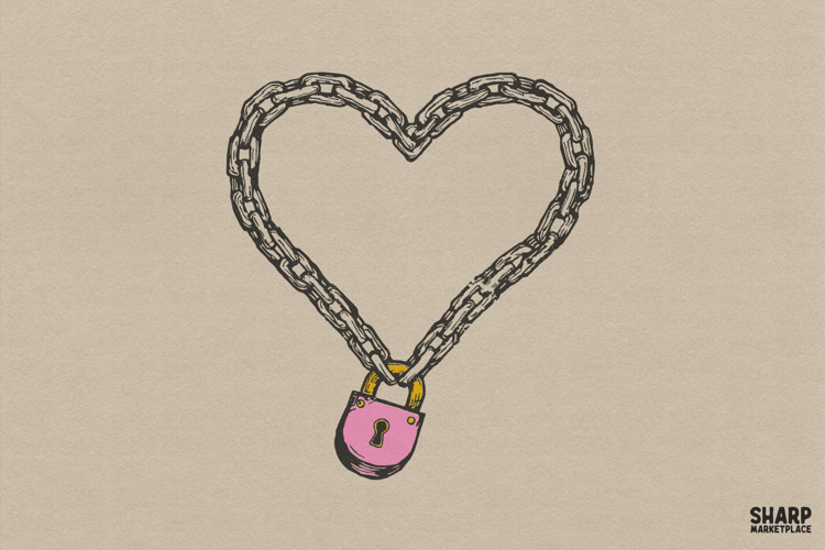 Chain Heart Lock Illustration, Heart PNG For Valentine Love
