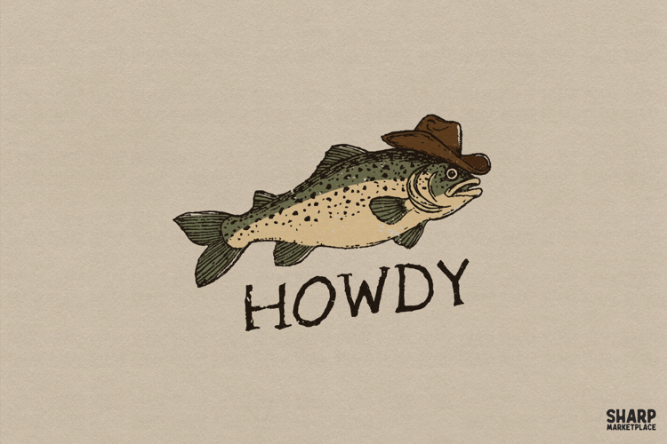 Howdy Cowboy Trout Illustration, PNG Designs For Western
