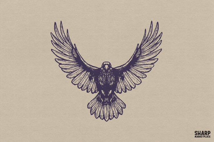 Flying Raven With Spread Wings, Spooky Season Halloween