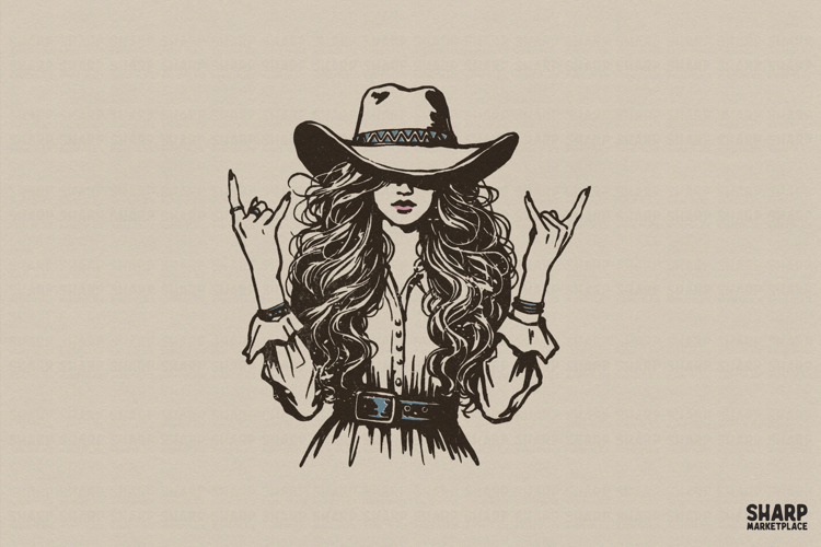 Rebel Cowgirl PNG, Western PNG, Trendy PNG, Vintage Country