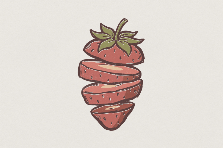 Strawberry PNG, Sliced Fruit Digital Download, Cute