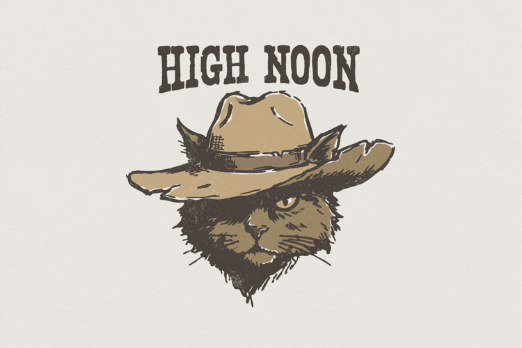 High Noon PNG, Western Cat Shirt, Cowboy Animal Art,