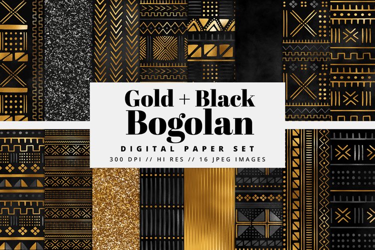 Black and Gold Bogolan Digital Paper