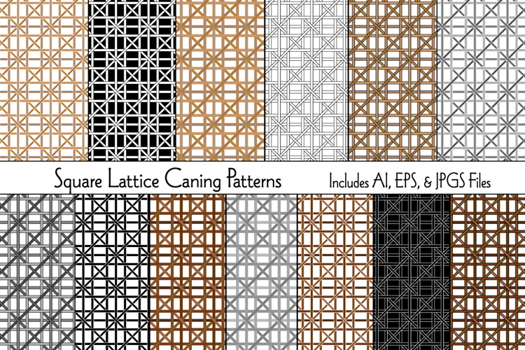 Square Lattice Caning Seamless Patterns