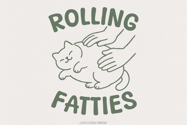 Rolling Fatties Cat PNG, Funny Cat Meme Png, Cat Lovers example image 1
