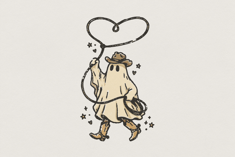 Cowboy Ghost PNG Art, Western Halloween Digital Download,