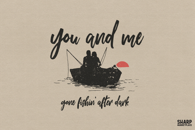 You And Me Gone Fishin After Dark Fishing PNG Couple Boat