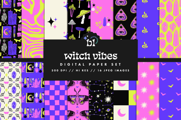 16 Witch Vibes Seamless Patterns