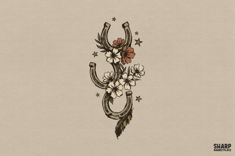 Western Horseshoe Wildflower Charm Illustration, Western
