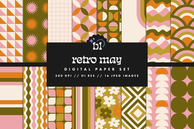 16 Retro May Seamless Patterns