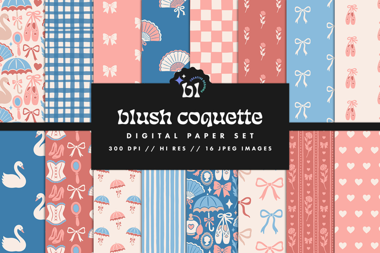 Blush Coquette Seamless Patterns - 16 JPEG Patterns