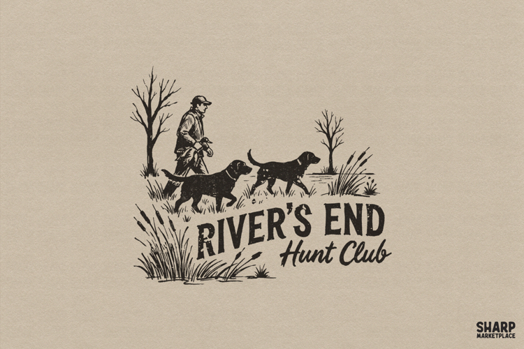 River’s End Hunt Club Dog Scene, PNG Designs For Shirt PNG