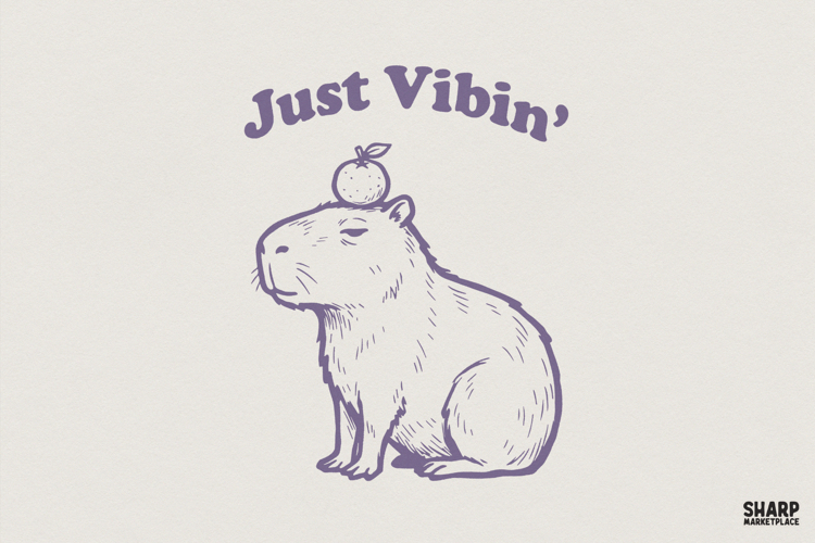 Just Vibin Capybara PNG, Cute Animal Digital Download,