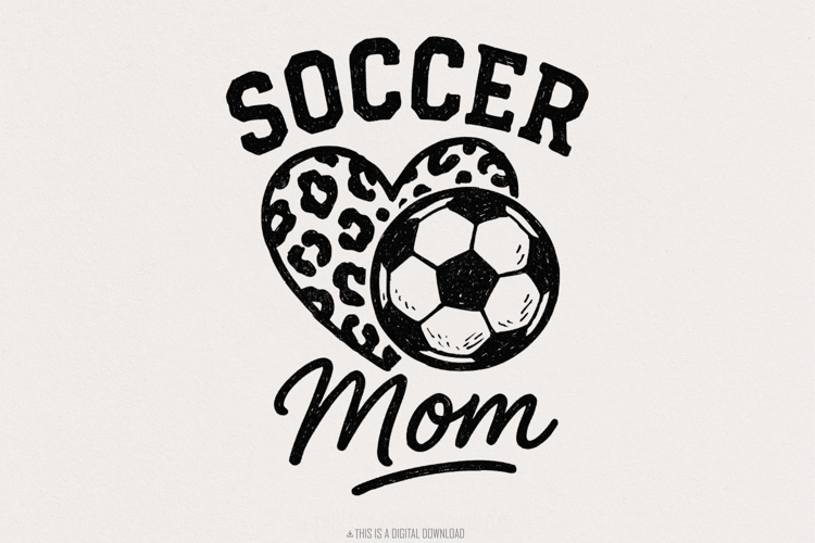 Soccer Mom PNG, Leopard Heart Soccer Ball PNG, Digital