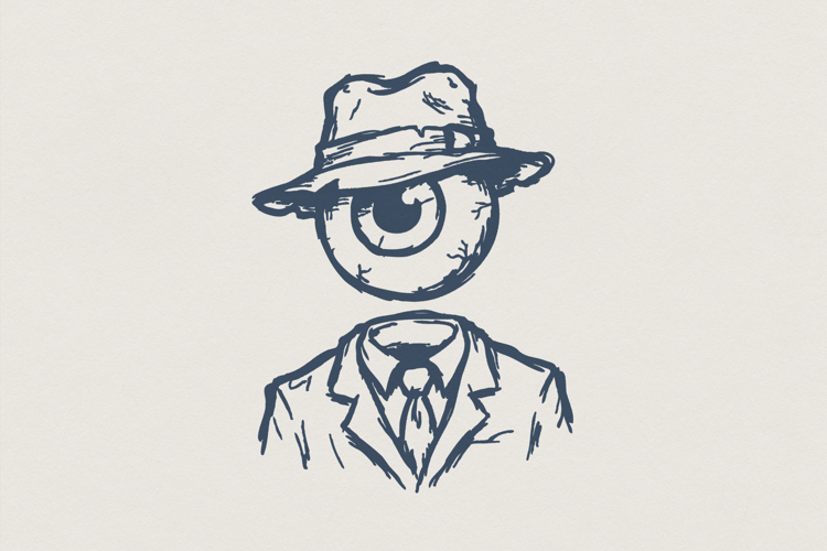 Eyeball in Suit PNG, Surreal Art Printable, Vintage