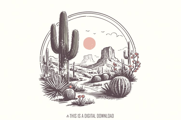 Cactus Clipart Black and White Image 22