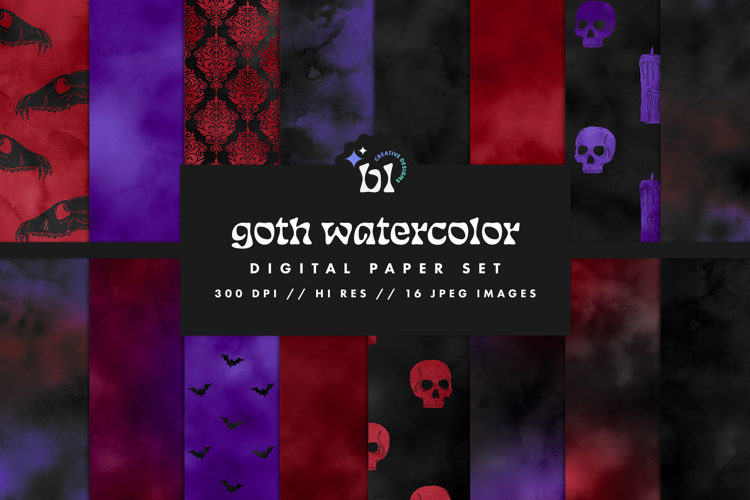 Goth Watercolor Seamless Patterns