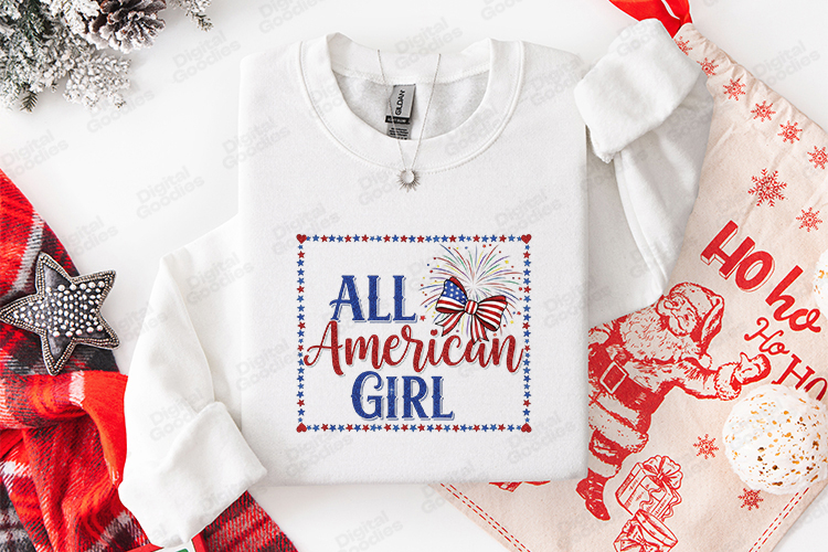 All American Girl SVG - Fourth of July Patriotic Bow File