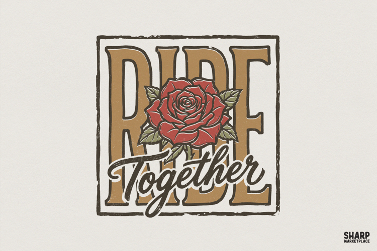 Ride Together PNG, Vintage Rose Biker Shirt Design,
