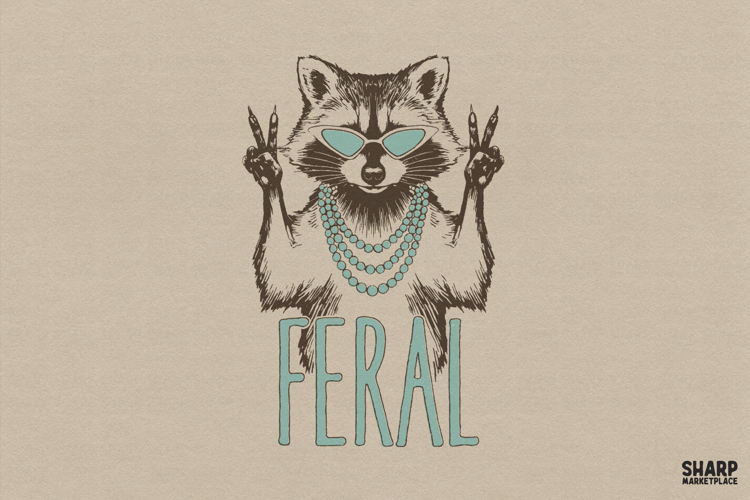 Feral Funny Raccoon with Pearls and Sunglasses Throwing