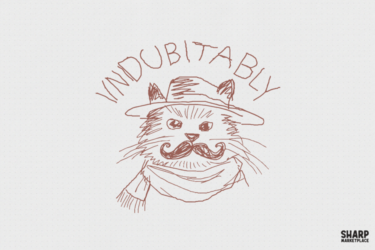 Indubitably Mustache Cat Sketch, PNG Designs For Shirt example image 1