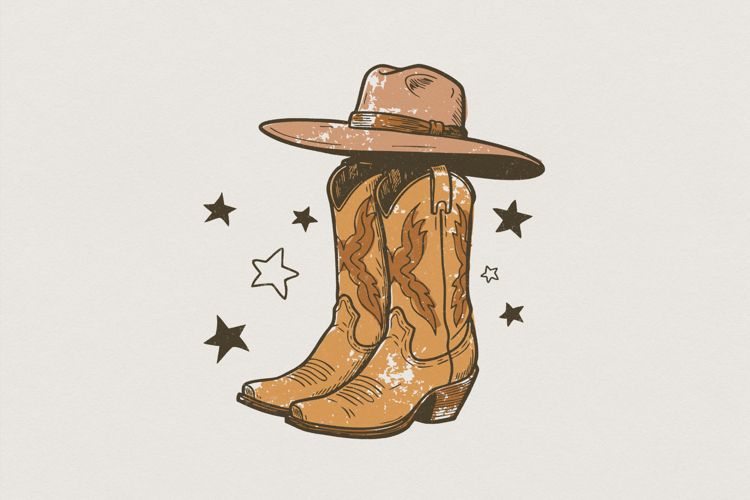 Cowboy Boots Hat PNG, Western Country Shirt Printable,