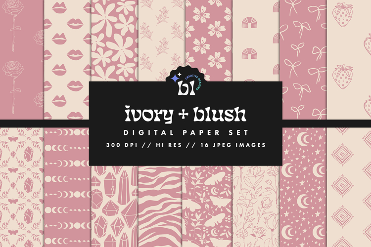 16 Ivory & Blush Seamless Patterns