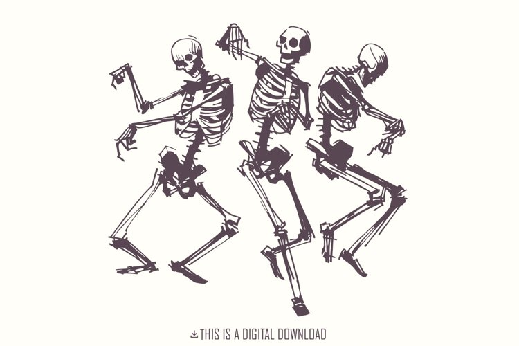 Dancing Skeletons PNG, Funny Skeleton Design, Spooky