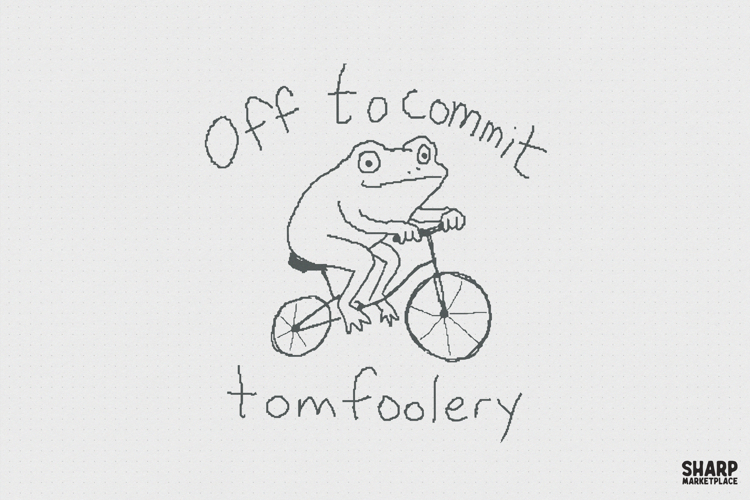 Off To Commit Tomfoolery Frog Bicycle Sketch, PNG Designs example image 1