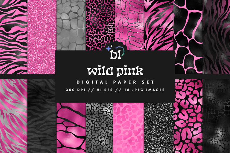 16 Black & Pink Luxury Safari Seamless Patterns