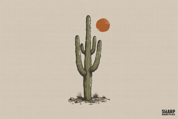 Cactus Desert Scene PNG, Western PNG, Trendy PNG, Desert