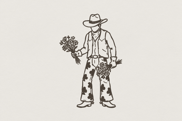 Cowboy With Flowers PNG, Western Valentines PNG Shirt, Club
