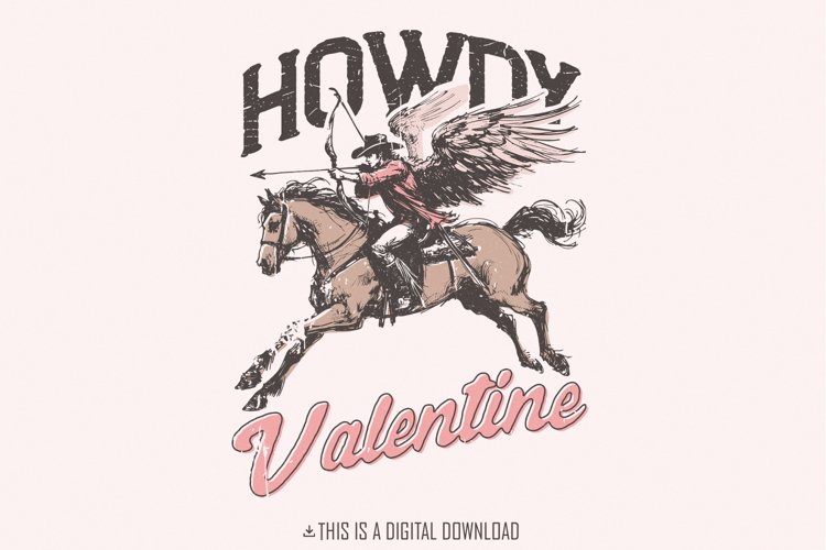 Howdy Valentine Png, Retro Valentine Png, Vintage Cowboy