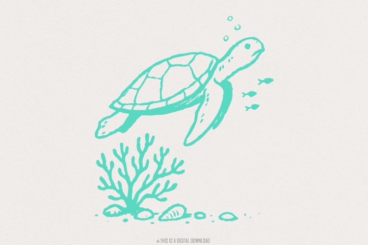 Sea Turtle PNG, Underwater Coral Illustration, Ocean Animal