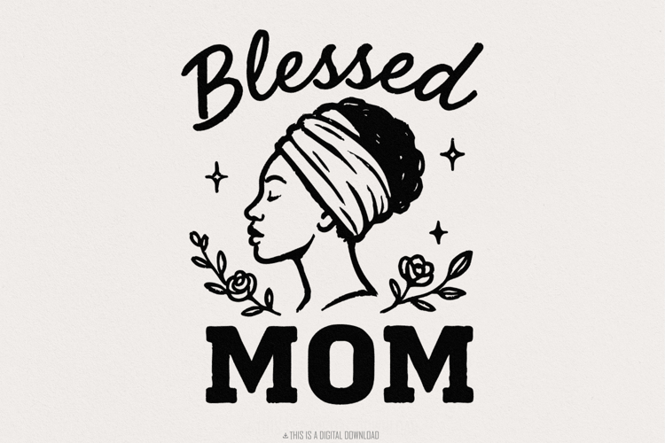 Blessed Mom PNG, Floral Afro Woman Sublimation, African