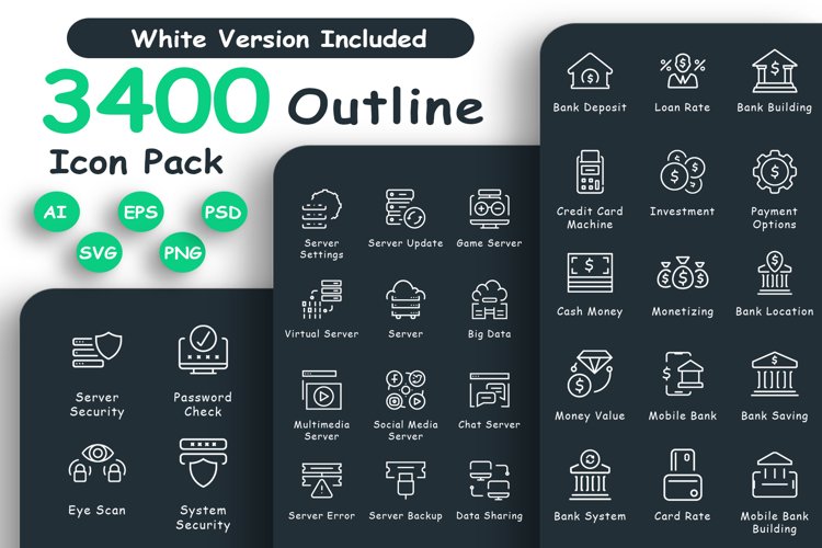 3400 Outline Icon Pack example image 1