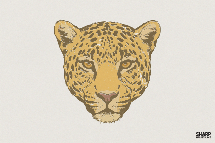 Leopard Face PNG, Wild Cat Illustration, Big Cat Digital