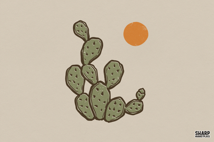 Cactus Desert Sun Graphic, Summer PNG Design, Western Shirt