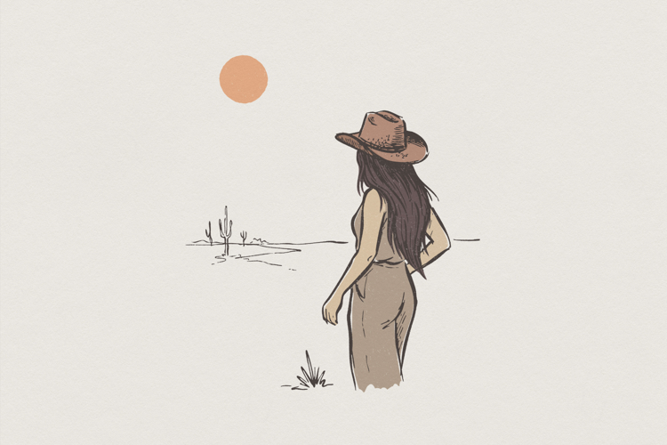 Desert Cowgirl PNG, Western Aesthetic Digital Download,