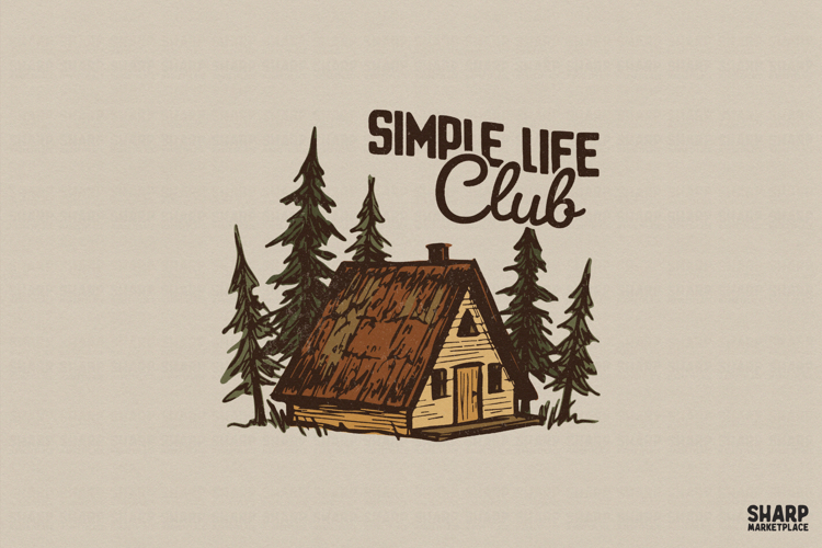 Simple Life Club PNG, Trendy PNG, Shirt PNG Rustic Cabin