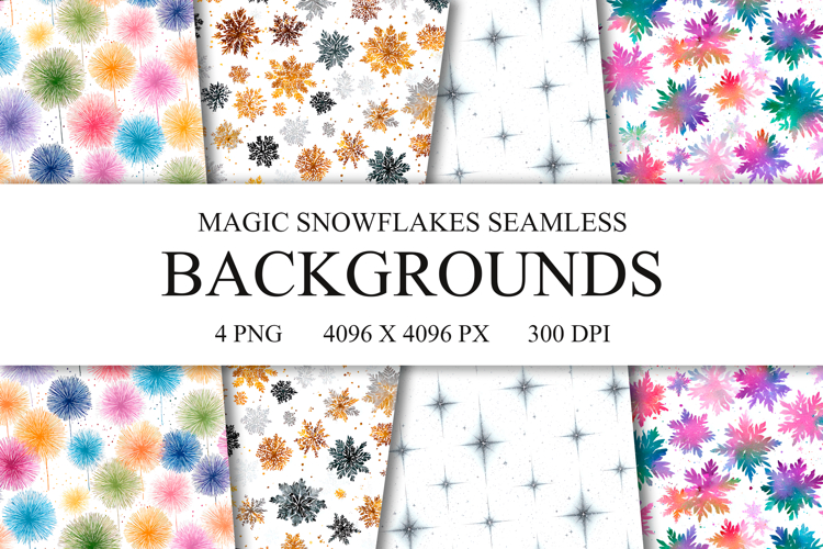 Magic Snowflakes Seamless Patterns, Christmas Digital Paper